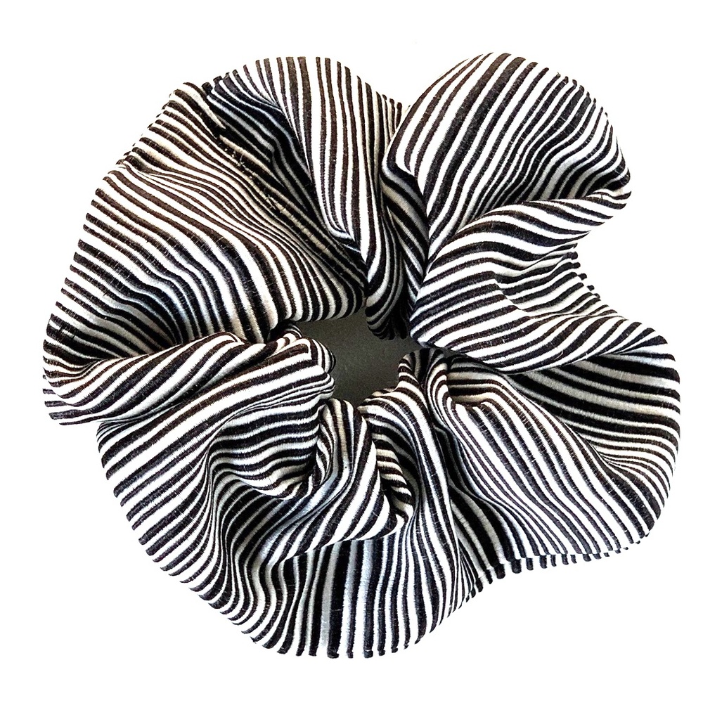 SILK black and white striped oversized SCRUNCHIE